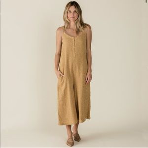 Rylee + Cru Bridgette Jumpsuit Mustard Seeds Small Cotton Gauze